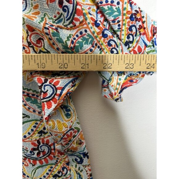 Zac & Rachel White Colorful Floral Short Sleeve V Neck Top Blouse Size XL - Picture 5 of 8